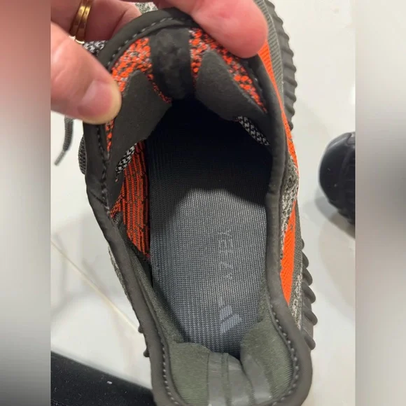 YEZZY Adidas Knit Sneakers with Orange Accent - Picture 3 of 5